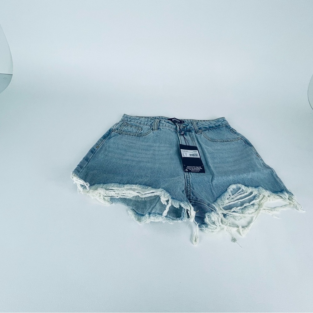 EXTREME RIP HEM HIGH WAIST SHORTS light  blue